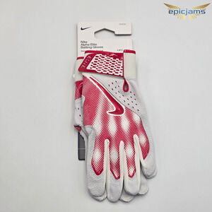 Nike Alpha Elite Baseball Batting Gloves Unisex's Size Medium Dri-FIT Red White